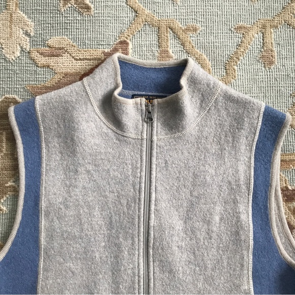 WOOLRICH 100% Wool Stone Gray/Blue Vest Full Zip w/ Pockets Women’s Sz Large EUC - Picture 3 of 13